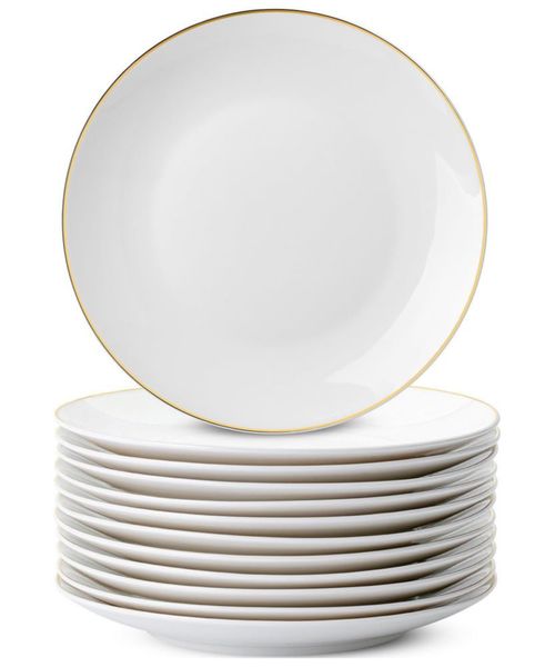 Juego de 12 platos de postre Brew To A Tea con borde dorado 20 cm