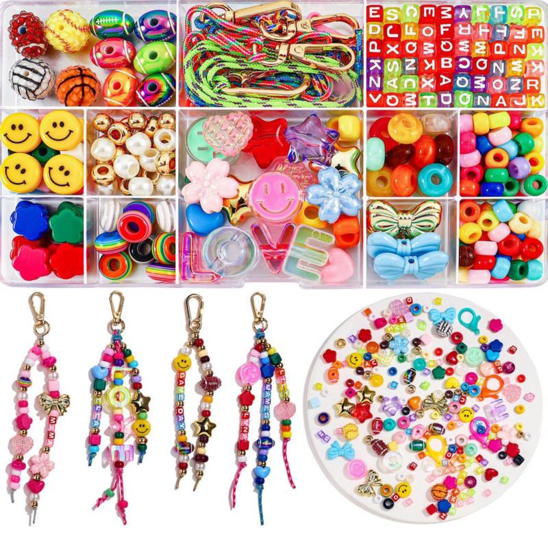 Kit de cuentas HolidayQbee 304 piezas para crear llaveros de joyería