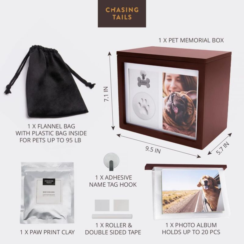 Caja de Recuerdo para Mascotas Chasing Tails Hasta 43 kg con Marco Fotográfico