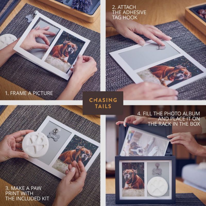 Caja de Recuerdo para Mascotas Chasing Tails Hasta 43 kg con Marco Fotográfico