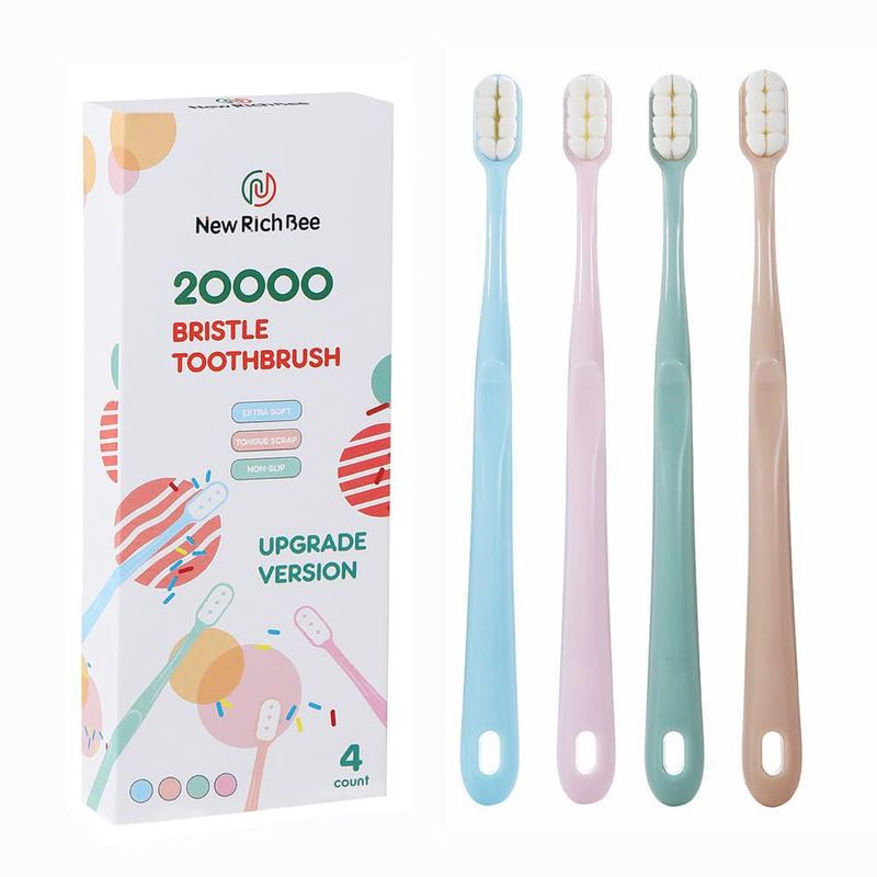 Cepillo de dientes newrichbee 19 × 15 × 2 cm pack de 4 cerdas suaves