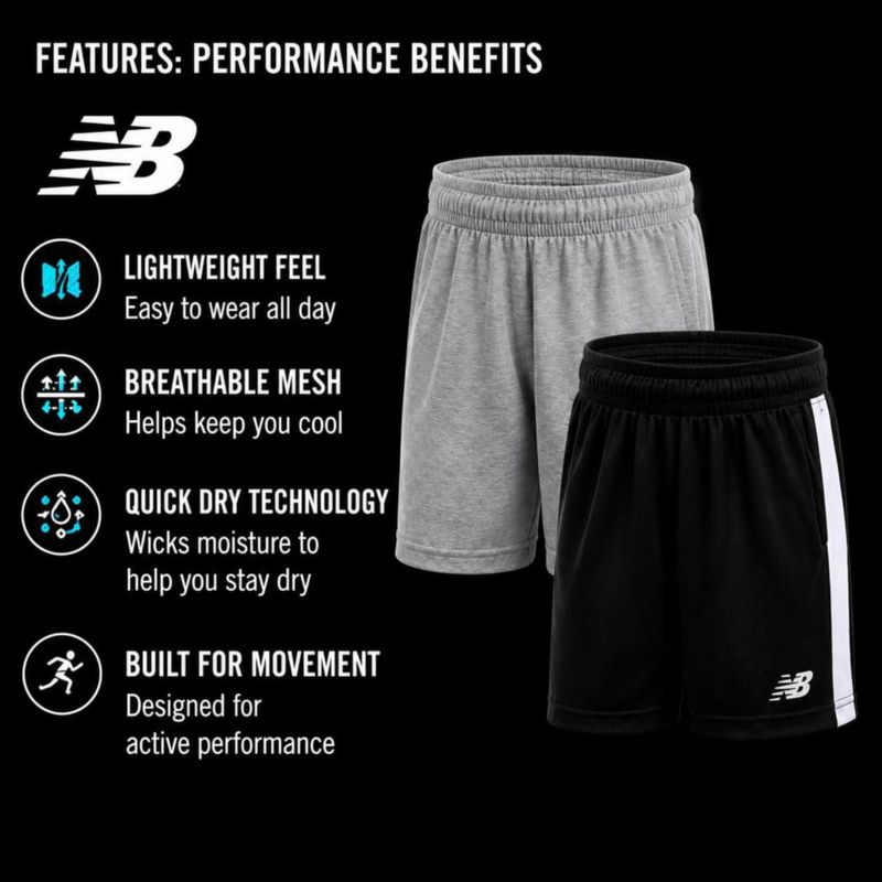 Pantalones cortos New Balance para niños - Pack de 2 malla tallas 8-20