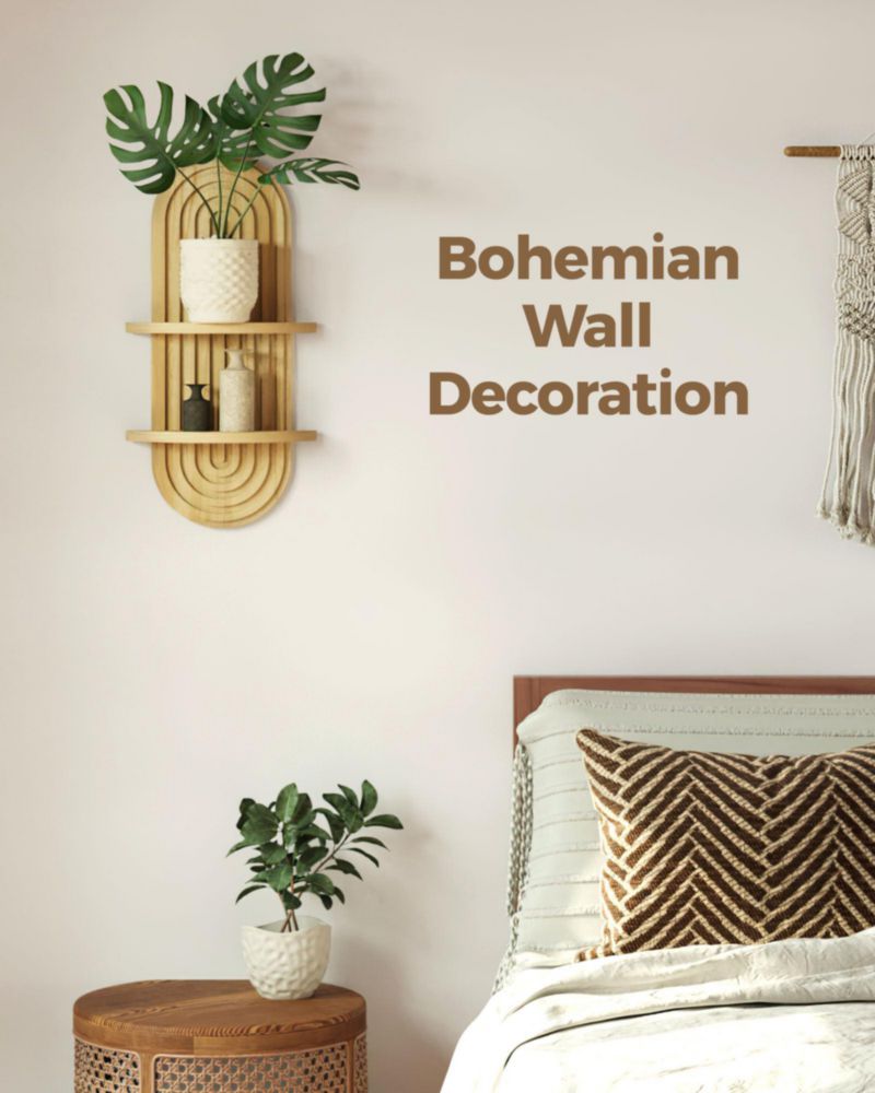 Estante de pared Boho para plantas Bamworld 42 cm de madera