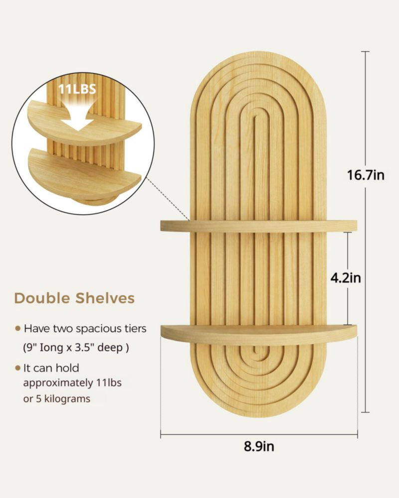 Estante de pared Boho para plantas Bamworld 42 cm de madera