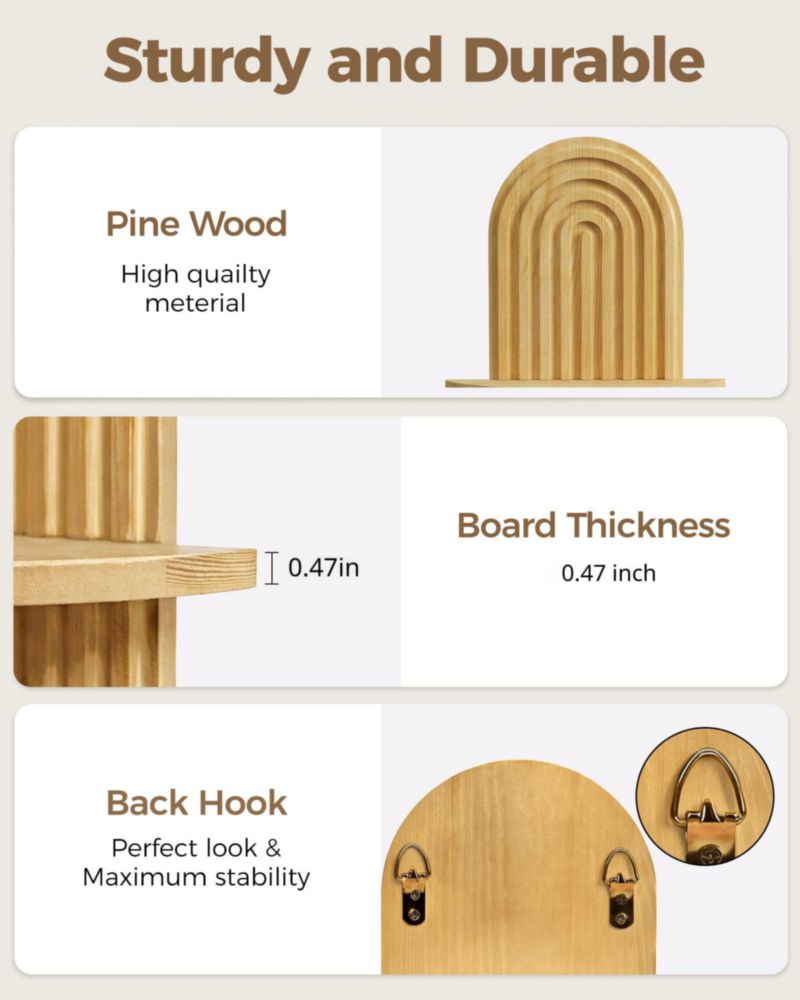 Estante de pared Boho para plantas Bamworld 42 cm de madera
