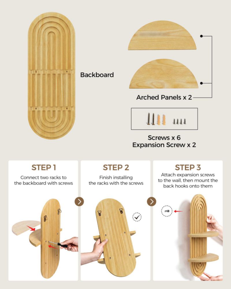 Estante de pared Boho para plantas Bamworld 42 cm de madera