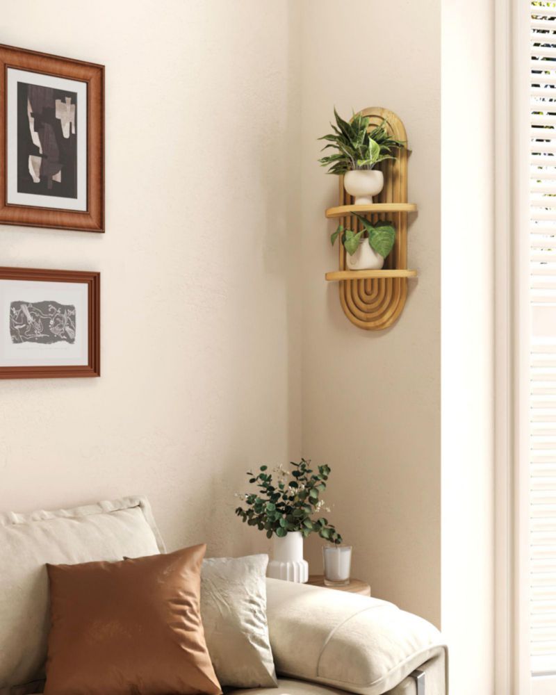 Estante de pared Boho para plantas Bamworld 42 cm de madera