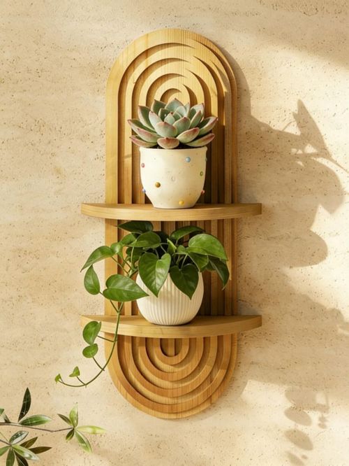 Estante de pared Boho para plantas Bamworld 42 cm de madera