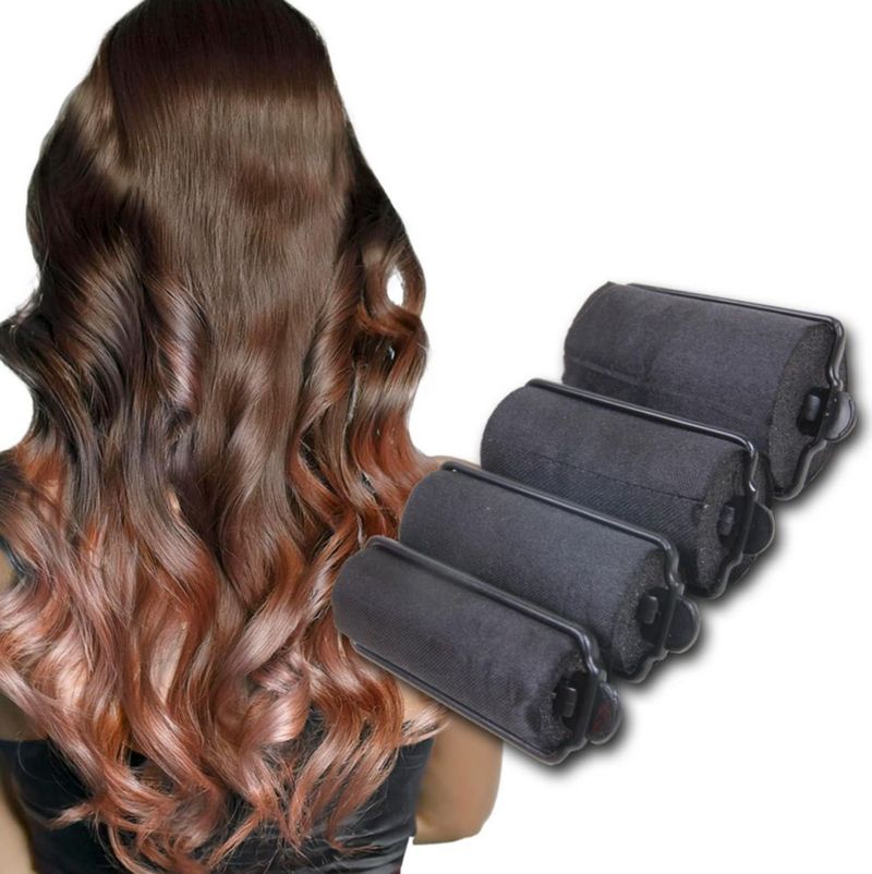 Rulos de espuma satín 22 cm DONNA paquete de 10 color negro