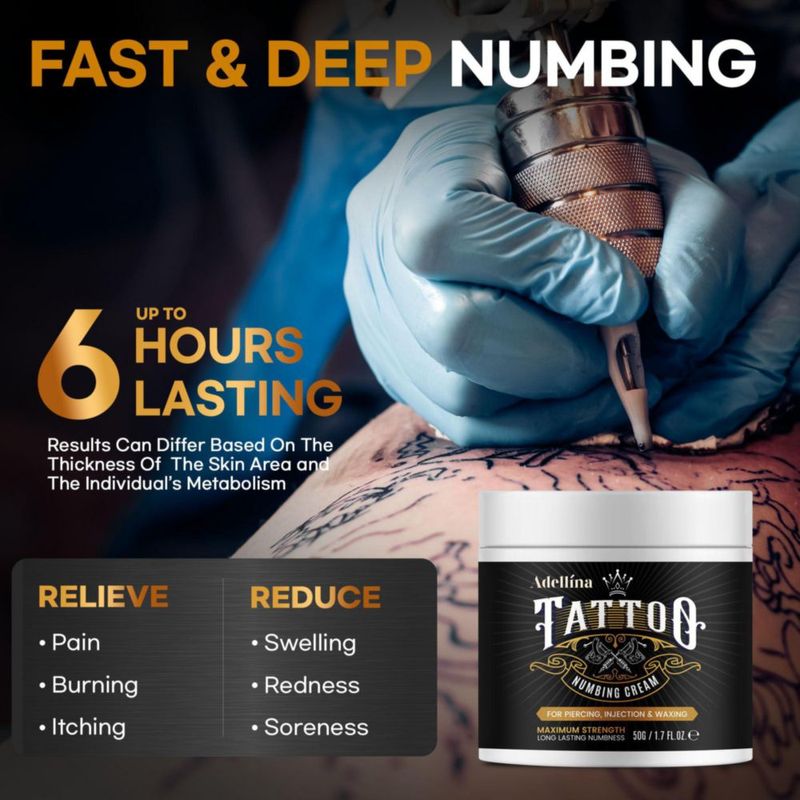 Crema anestésica para tatuajes Adellina Maximum Strength 50 g/50 ml