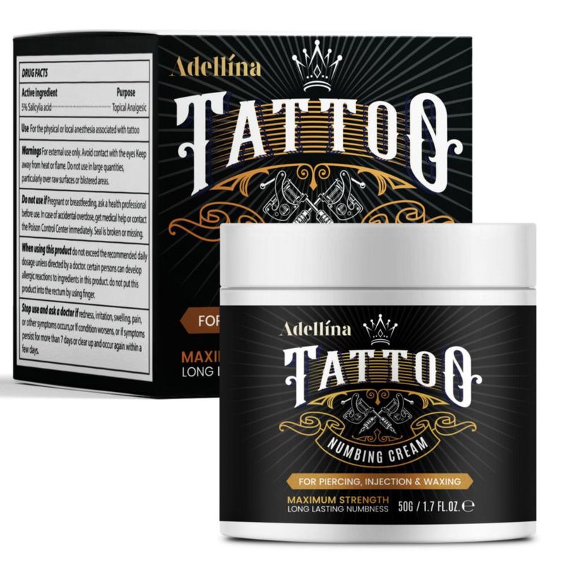 Crema anestésica para tatuajes Adellina Maximum Strength 50 g/50 ml