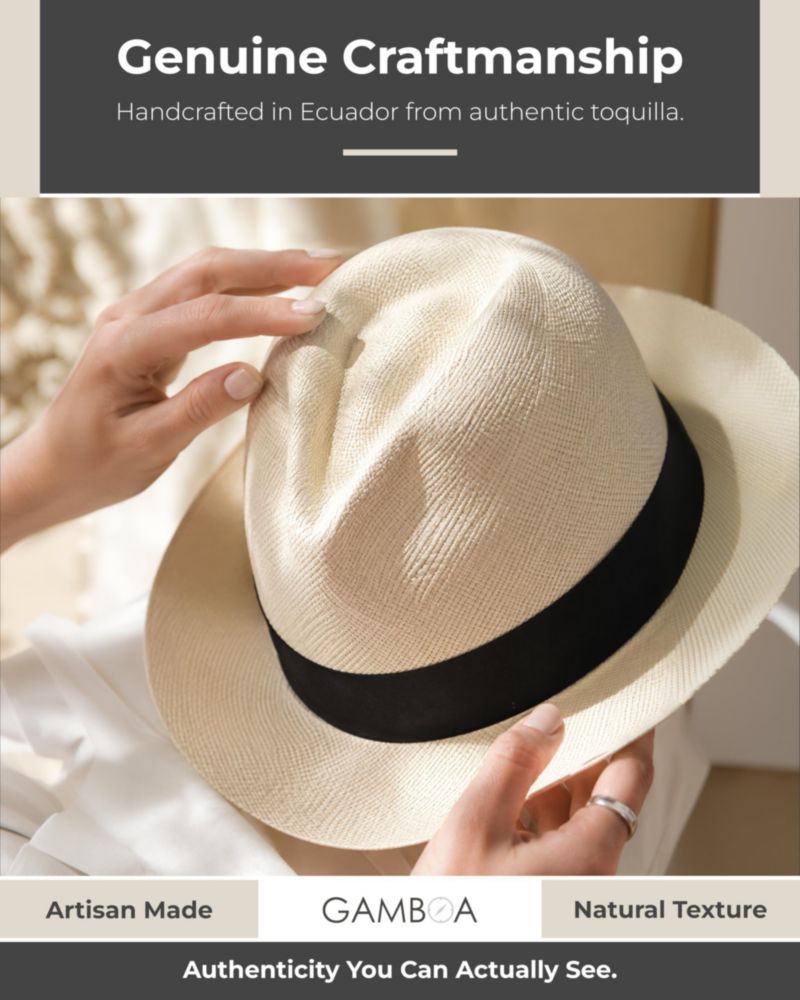 Sombrero Panamá Gamboa estilo Fedora de paja Toquilla natural