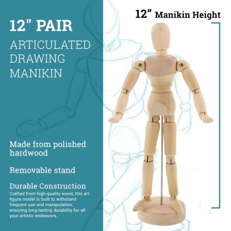 Maniquí de Madera U.S. Art Supply 30 cm Masculino y Femenino