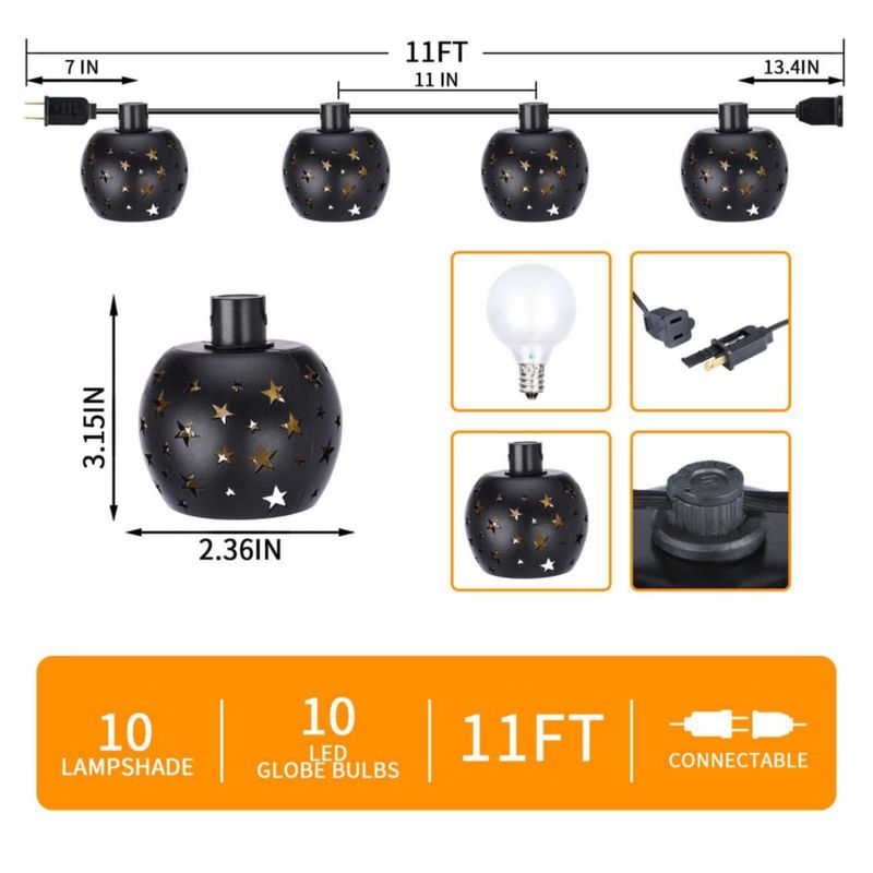 Cadena de luces Vigdur de 3 m 10 bombillas LED blanco cálido IP44
