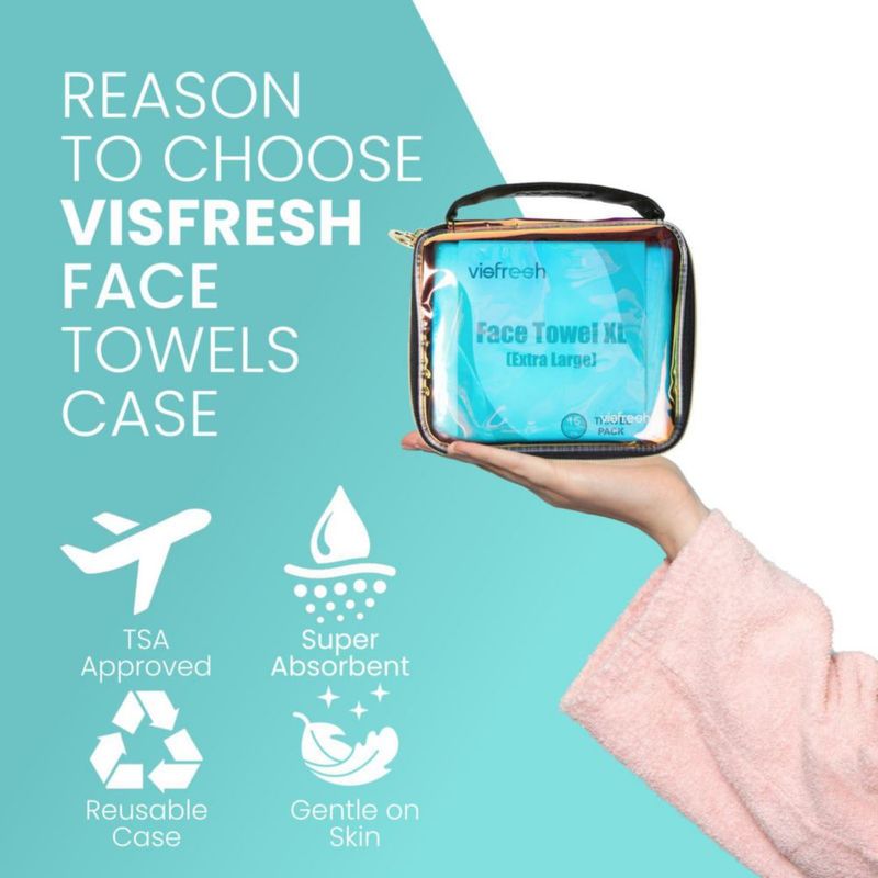 Toalla facial Visfresh 15 XL - Estuche de viaje impermeable