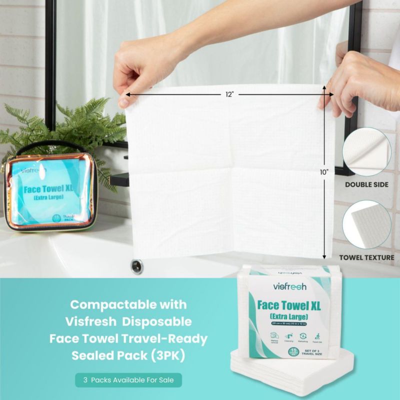 Toalla facial Visfresh 15 XL - Estuche de viaje impermeable