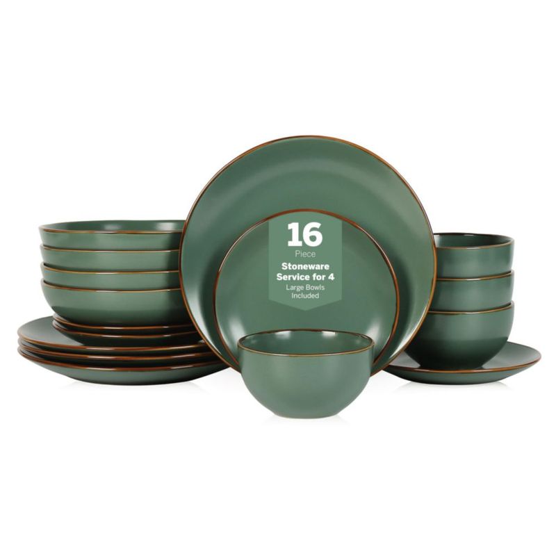 Juego de vajilla Stone Lain 16 piezas color verde para 4 personas