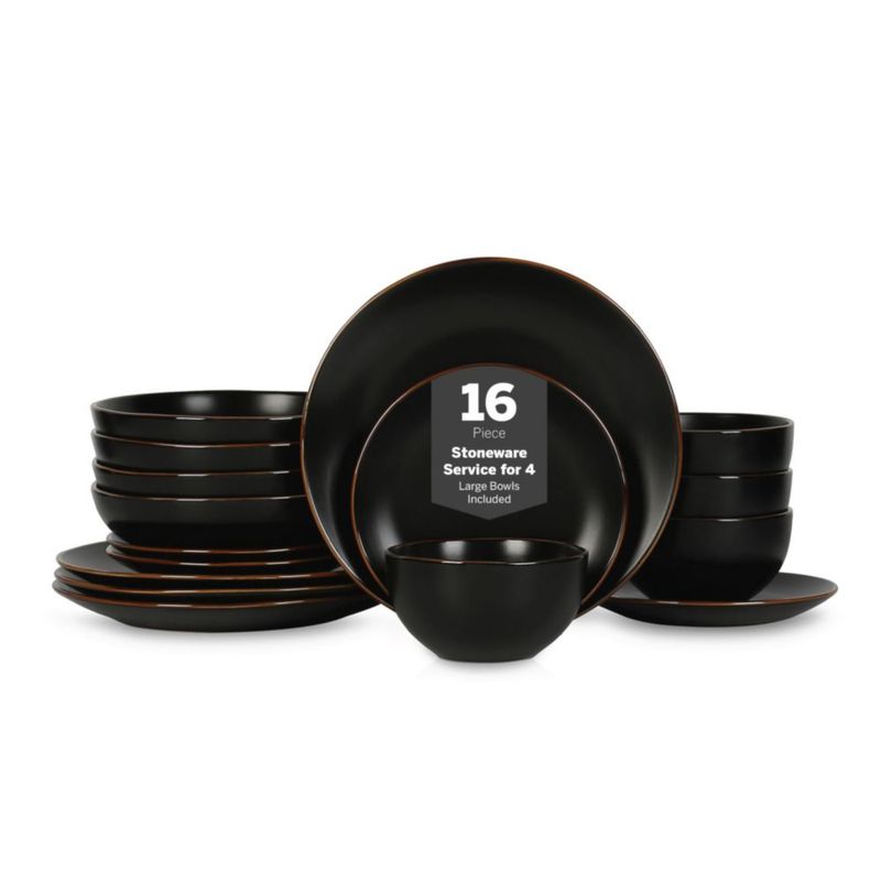 Juego de vajilla Stone Lain de 16 piezas negro apto para microondas
