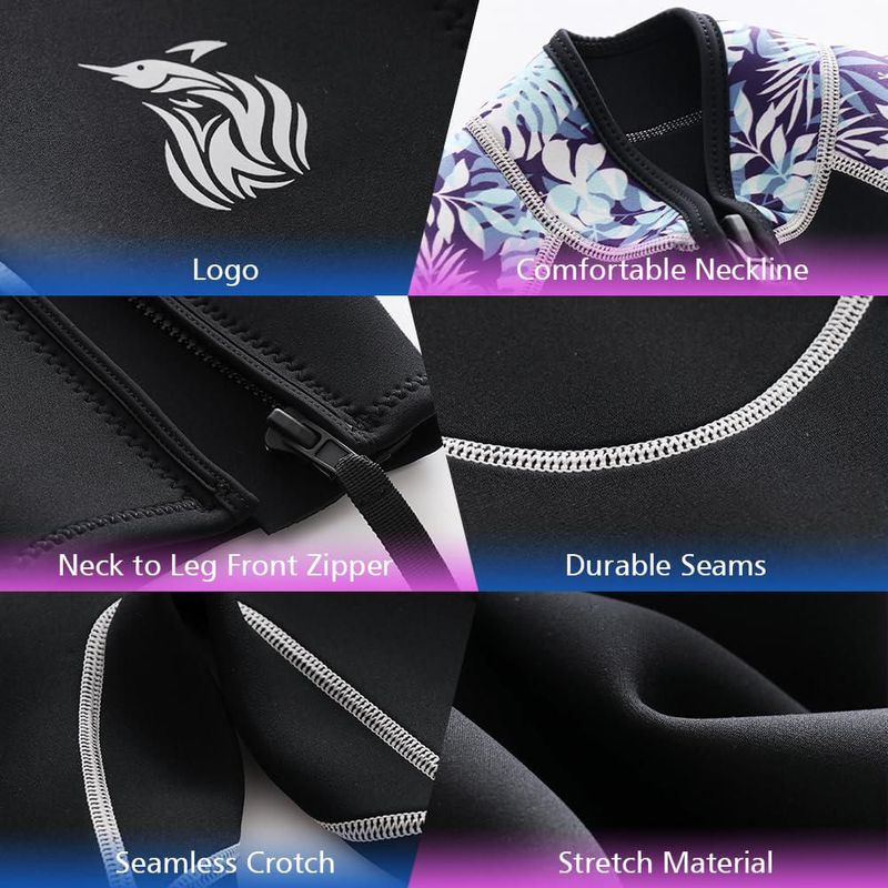 Traje corto de neopreno AICARSHI para mujer 3 mm con cremallera frontal y secado rápido
