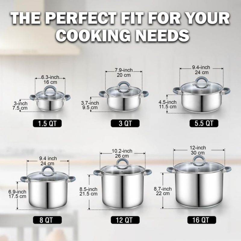 Cacerola de 11 L de Acero Inoxidable con Tapa – Cook N Home