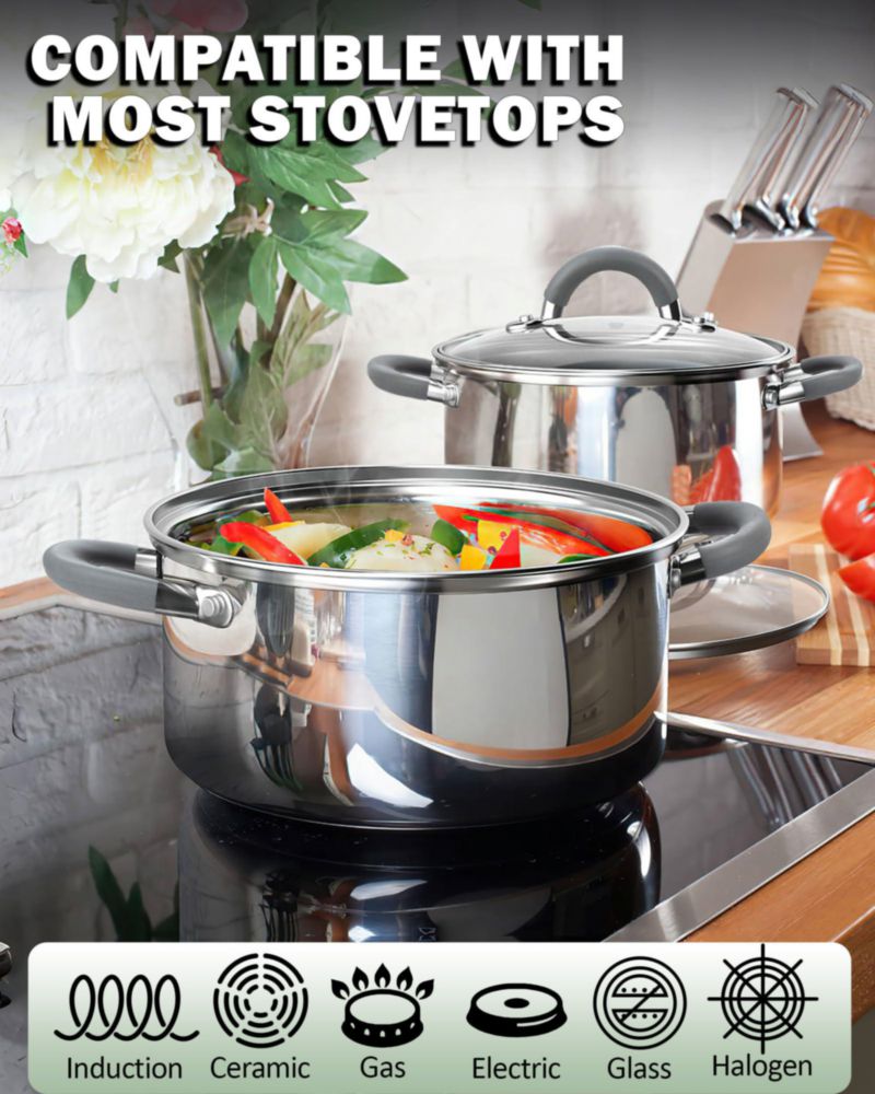 Cacerola de 11 L de Acero Inoxidable con Tapa – Cook N Home