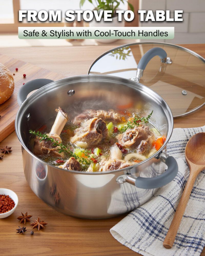 Cacerola de 11 L de Acero Inoxidable con Tapa – Cook N Home