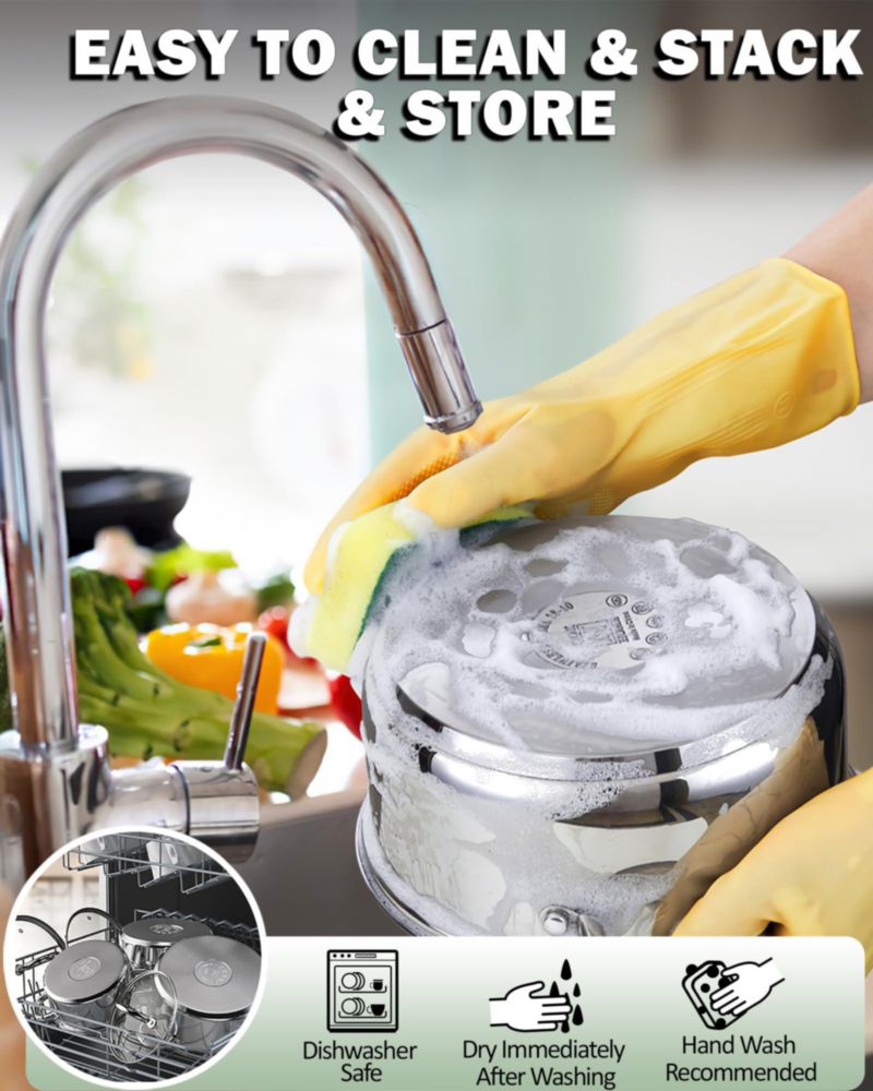 Cacerola de 11 L de Acero Inoxidable con Tapa – Cook N Home