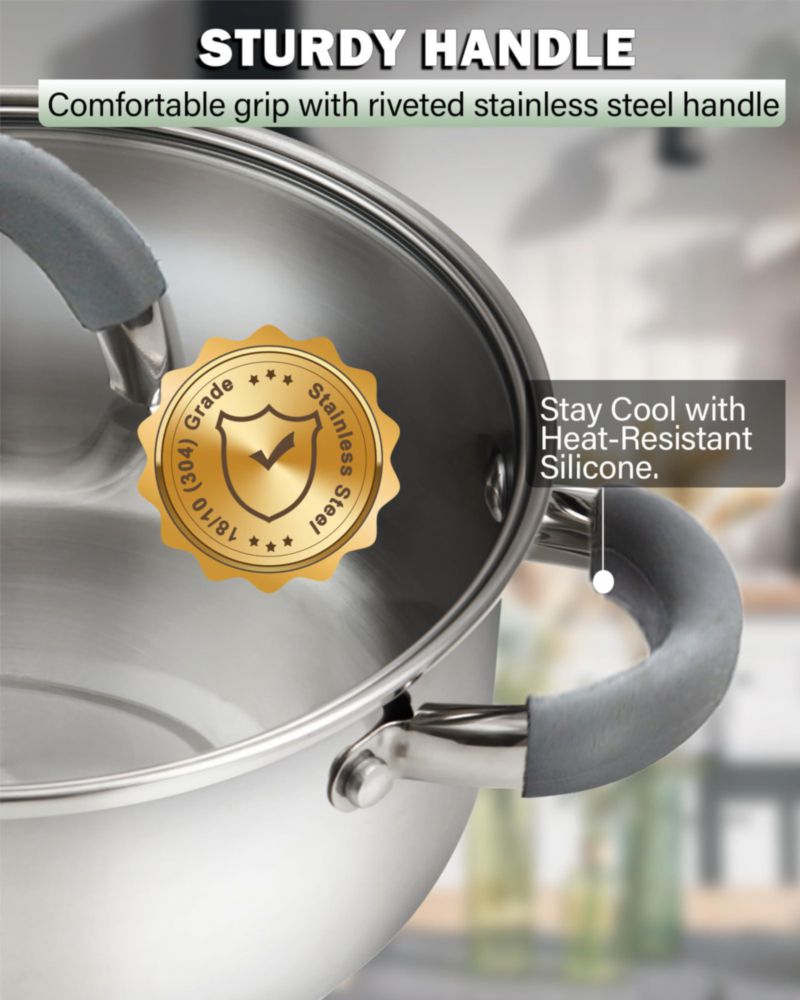 Cacerola de 11 L de Acero Inoxidable con Tapa – Cook N Home