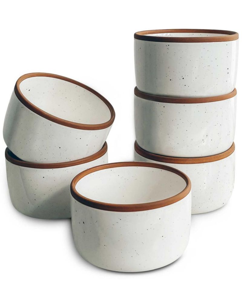 Juego de 6 cazuelitas MORA de 240 ml cerámica blanca