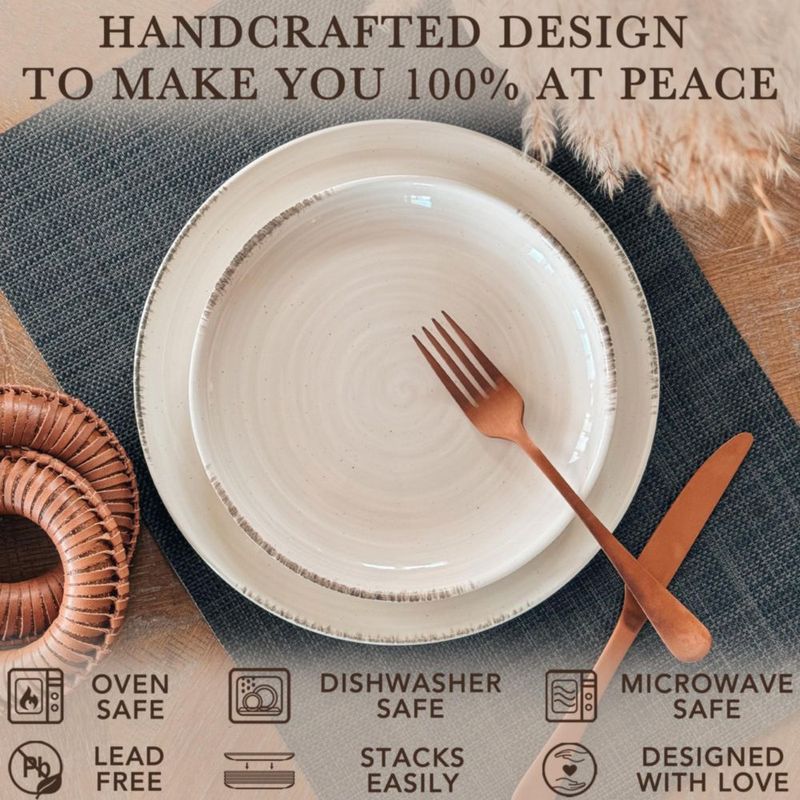 Platos de Ensalada MORA 6 piezas 20 cm Espiral Blanco Porcelana