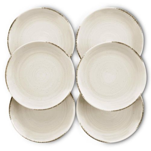 Platos de Ensalada MORA 6 piezas 20 cm Espiral Blanco Porcelana