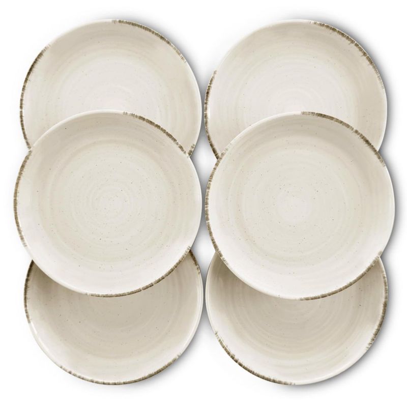 Platos de Ensalada MORA 6 piezas 20 cm Espiral Blanco Porcelana