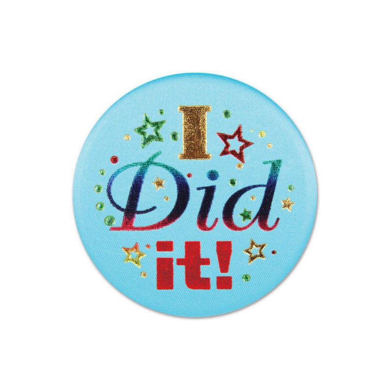 Botón Beistle Azul “I Did It!” 1 unidad