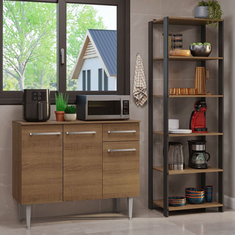 Kit gabinete y despensa de cocina madesa color marrón