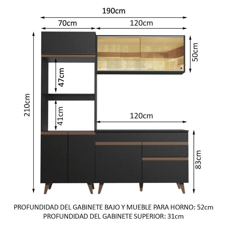 Cocina integral completa modular madesa reims 190cm negro 03