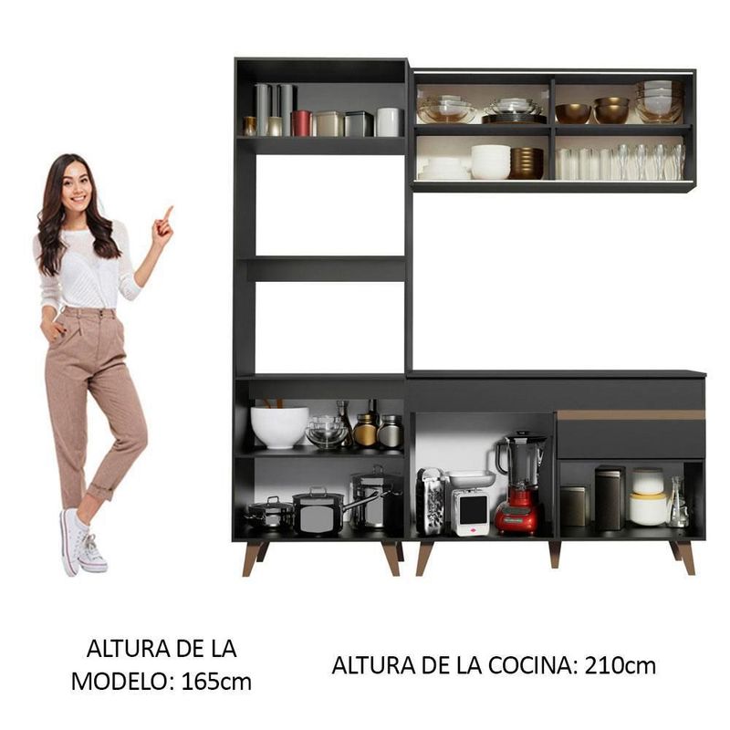 Cocina integral completa modular madesa reims 190cm negro 03