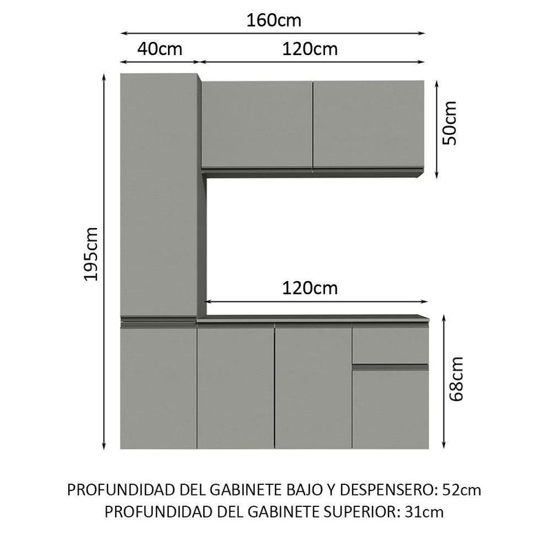 Cocina integral completa modular madesa nice 160cm gris 02