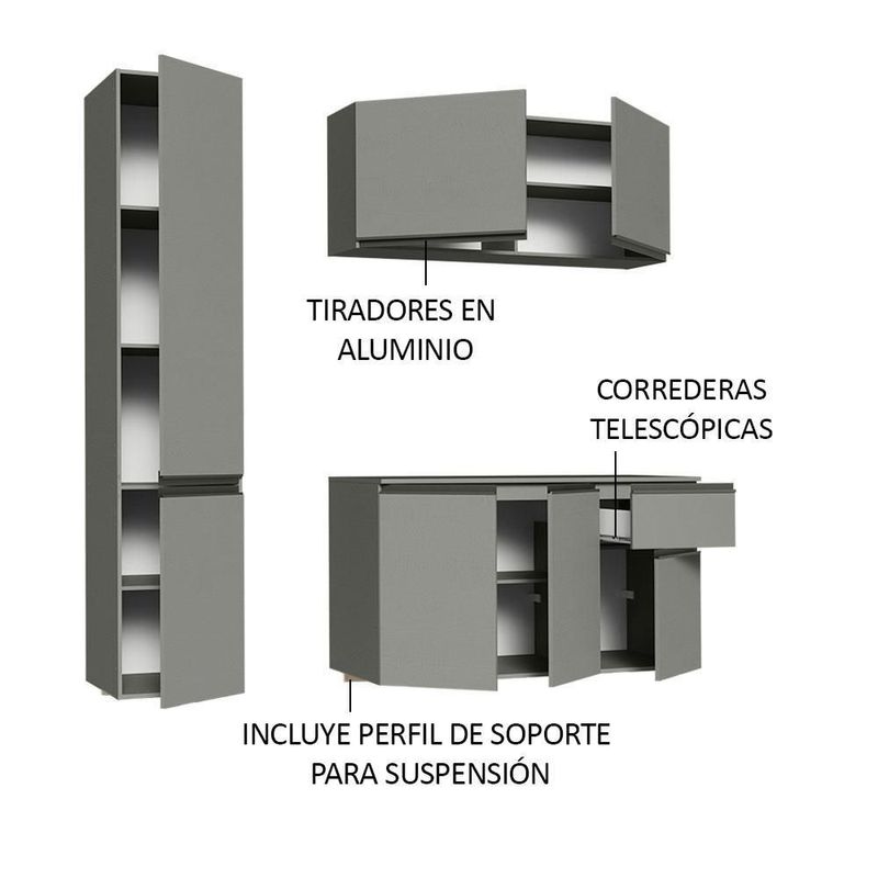 Cocina integral completa modular madesa nice 160cm gris 02
