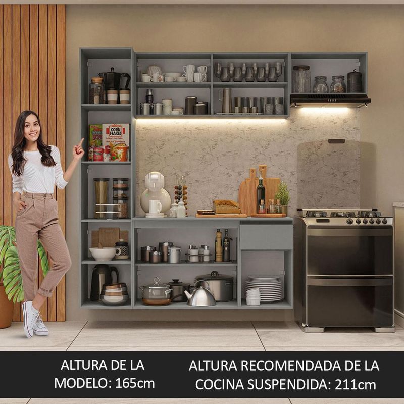 Cocina integral completa modular madesa nice 220cm gris 03