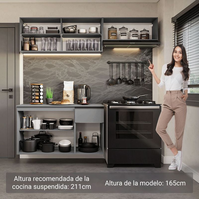 Cocina integral completa modular madesa nice 200cm gris 04