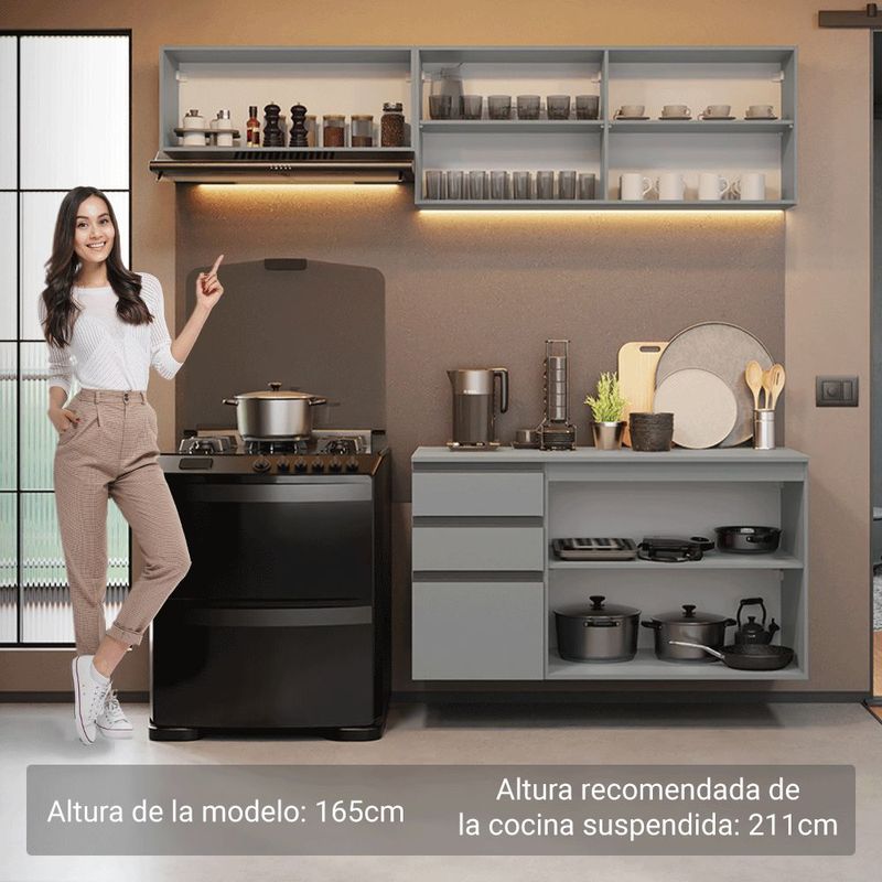 Cocina integral completa modular madesa nice 200cm gris 07
