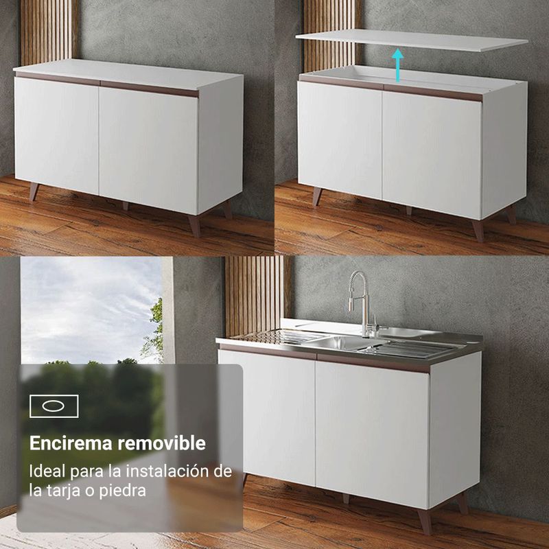 Kit 3 gabinetes bajos reims madesa 2 puertas 6 cajones bb 01