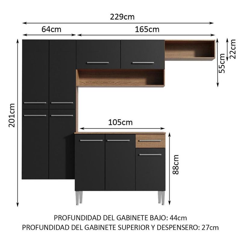Cocina integral completa modular madesa emilly fit 229 mn 04