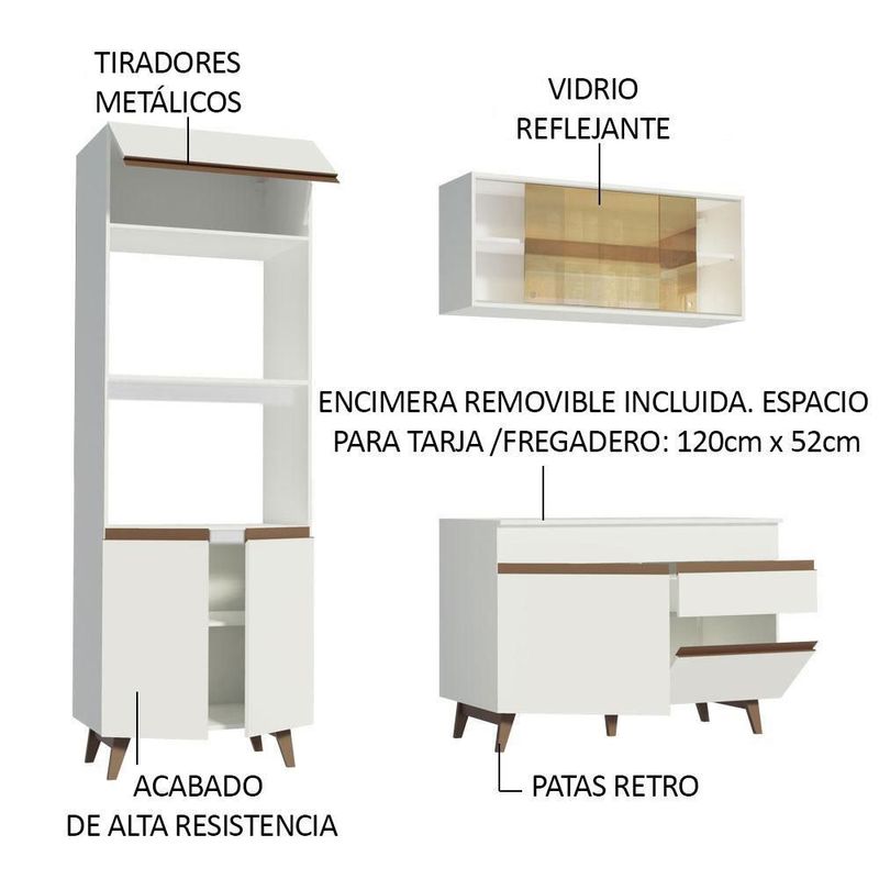 Cocina integral completa modular madesa reims 190cm blanco 3