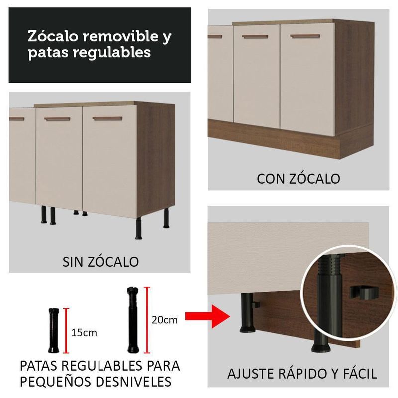 Mueble de cocina madesa madesa agata con tarja 200cm mc