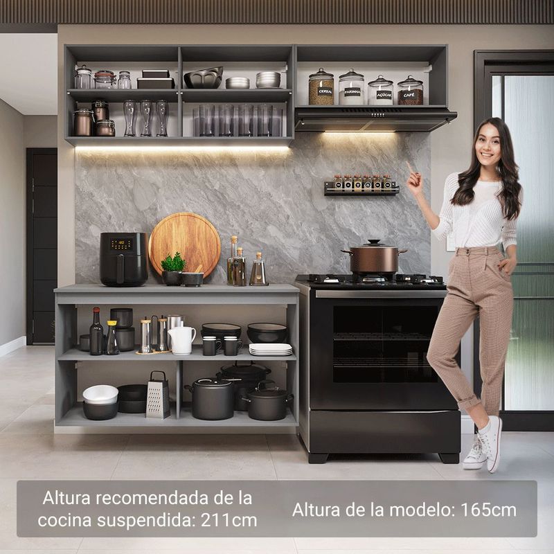Cocina integral completa modular madesa nice 200cm gris 02