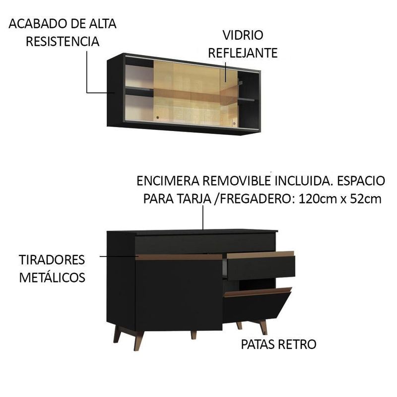 Cocina integral completa modular madesa reims 120cm negro 03