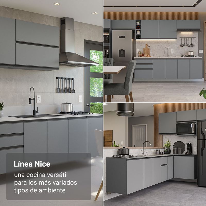 Cocina integral completa modular madesa nice 240cm gris 10