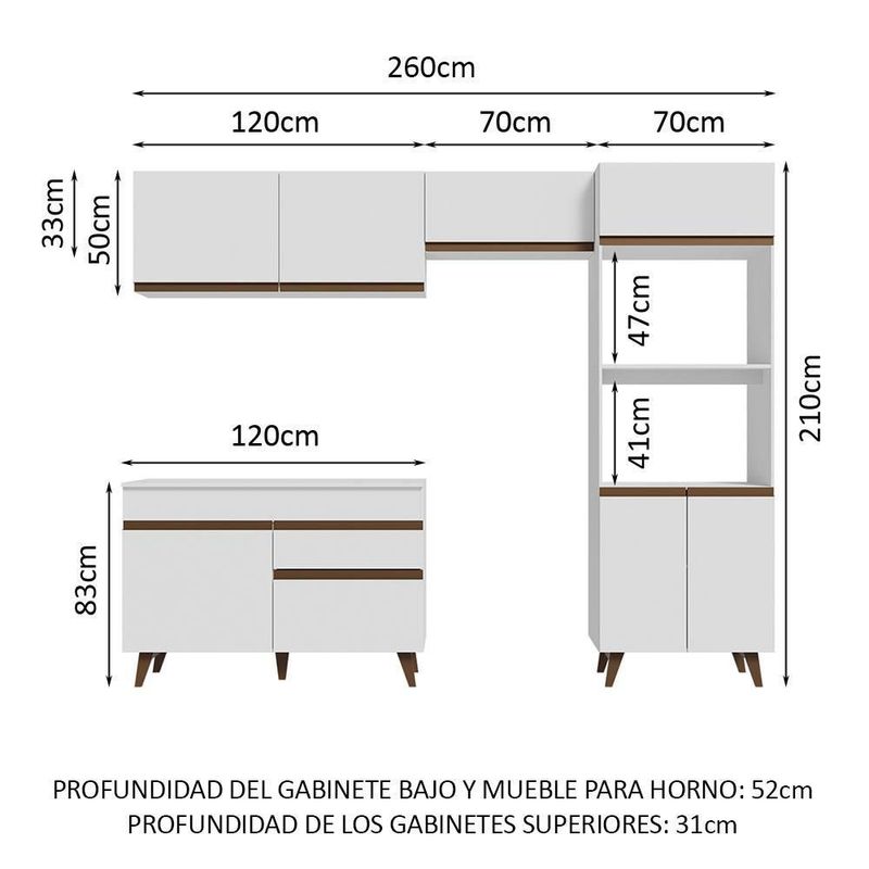 Cocina integral completa modular madesa reims 260cm bb 09