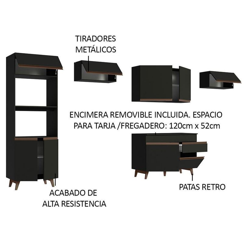 Cocina integral completa modular madesa reims 330cm negro 02